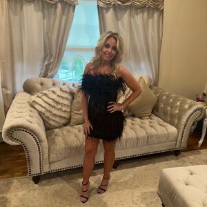 Black Feathered Cocktail Dress